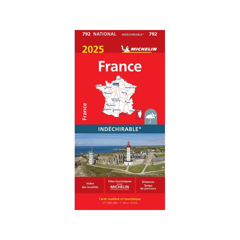 Carte routière France Indéchirable 2025