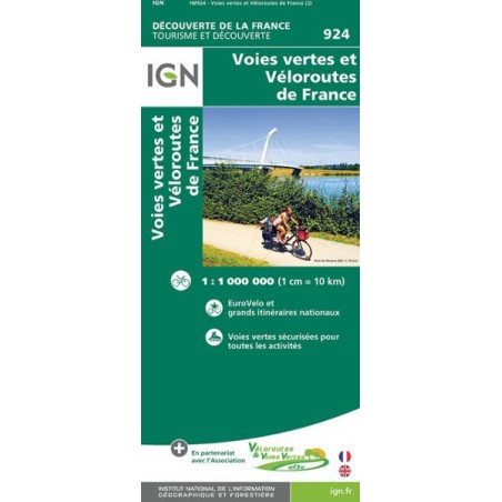 Carte IGN 924 Voies vertes et Véloroutes de France