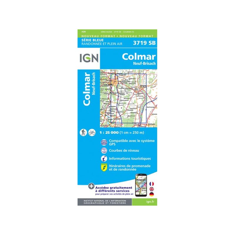 Carte IGN 3719SB Colmar - Neuf-Brisach