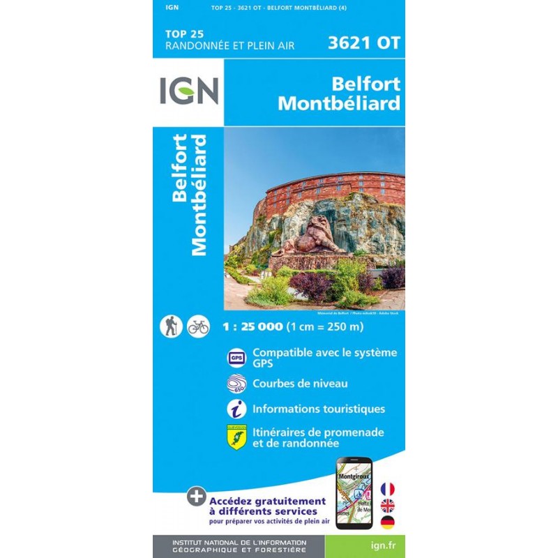 Carte IGN 3621OT Belfort Montbéliard