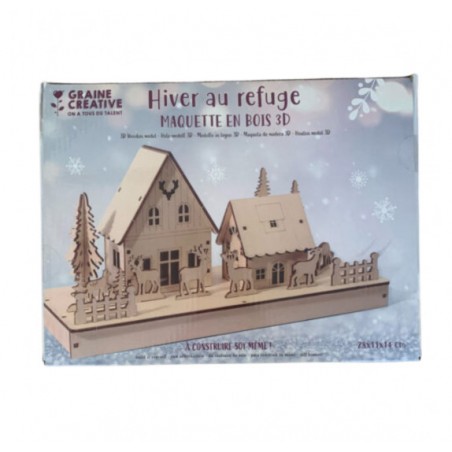 Maquette en bois 3D - Hiver au refuge