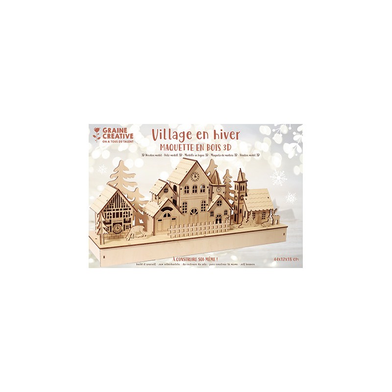 Maquette en bois 3D - Village en hiver