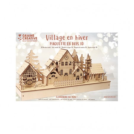 Maquette en bois 3D - Village en hiver