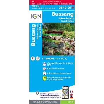Carte IGN 3619OTR Bussang Ballon d'Alsace Grand Ballon Résistante