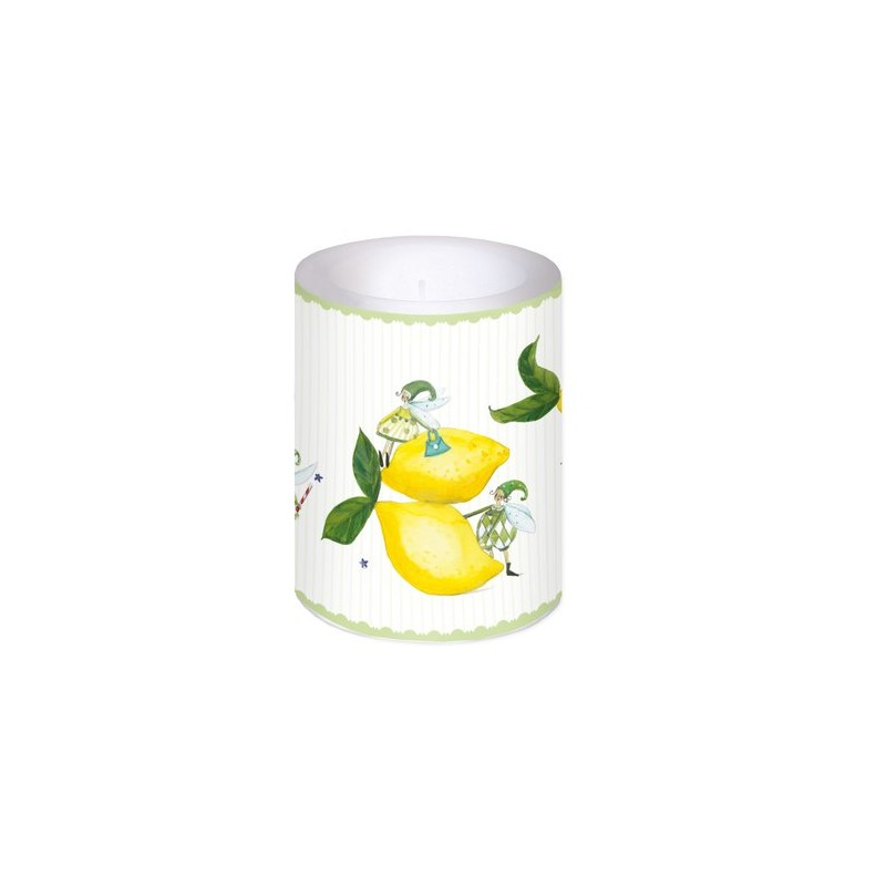 Bougie lanterne 12cm Citron