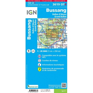 Carte IGN 3619OTR Bussang Ballon d'Alsace Grand Ballon Résistante