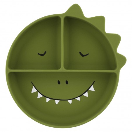 Assiette ventouse en silicone/comp - Mr Dino