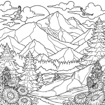 Coloriage adulte - Nature & Liberté