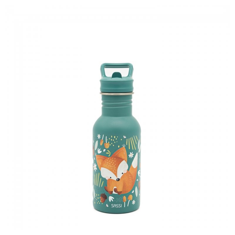 Gourde acier inox avec paille 500ml - Crunchy le renard