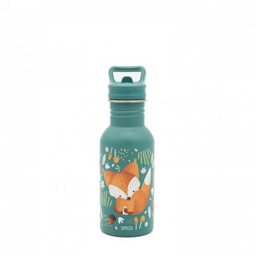 Gourde acier inox avec paille 500ml - Crunchy le renard