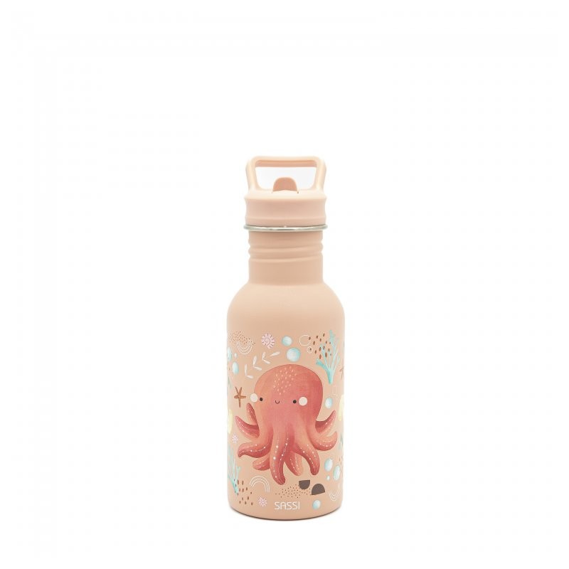 Gourde acier inox avec paille 500ml - Slurpy la pieuvre