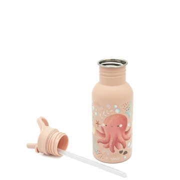Gourde acier inox avec paille 500ml - Slurpy la pieuvre