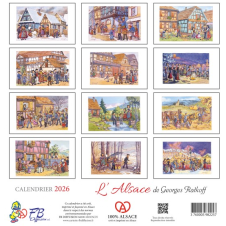 Calendrier Ratkoff spirale 19.5x19.5 2026