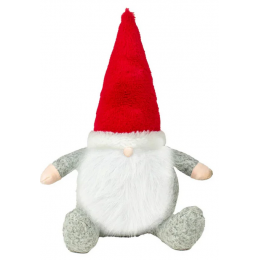Peluche gnome gris bonnet rouge 25cm