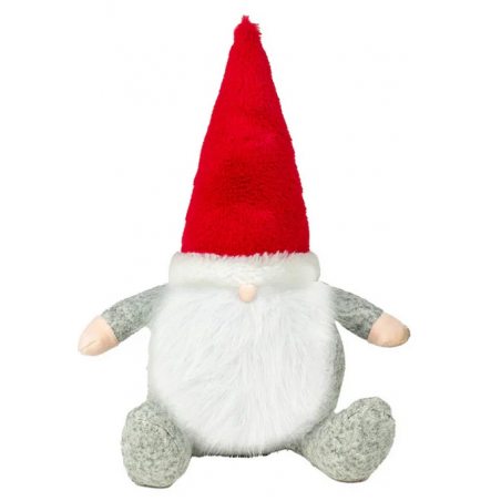 Peluche gnome gris bonnet rouge 25cm