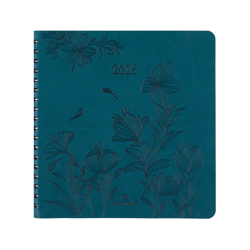 Agenda Sem 16x16 spirale Primrose 2026 vert canard